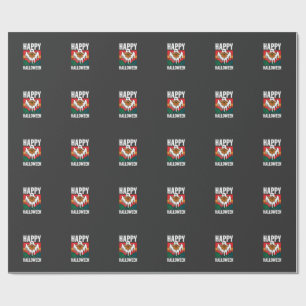 Happy Halloween Ghost Spiderweb Retro Wrapping Paper