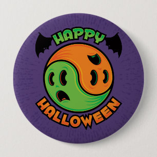 Happy Halloween Ghost Yin-Yang 4 Inch Round Button