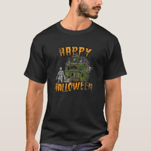 Happy Halloween Ghost Zombie Vampire Skeleton Haun T-Shirt