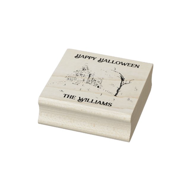 Happy Halloween Ghostly Fill Haunted House Rubber Stamp (Stamp)