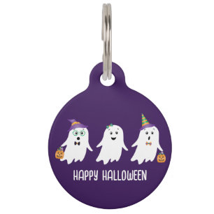 Happy Halloween Ghosts Trick Or Treat Pet Tag