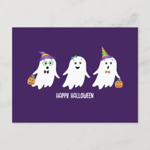 Happy Halloween Ghosts Trick Or Treat Postcard