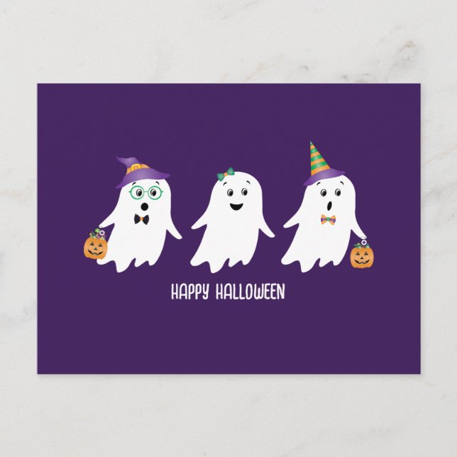 Happy Halloween Ghosts Trick Or Treat Postcard (Front)