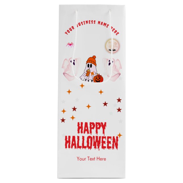 Happy Halloween Gift Bag | Ghost & Pumpkin Design (Front)