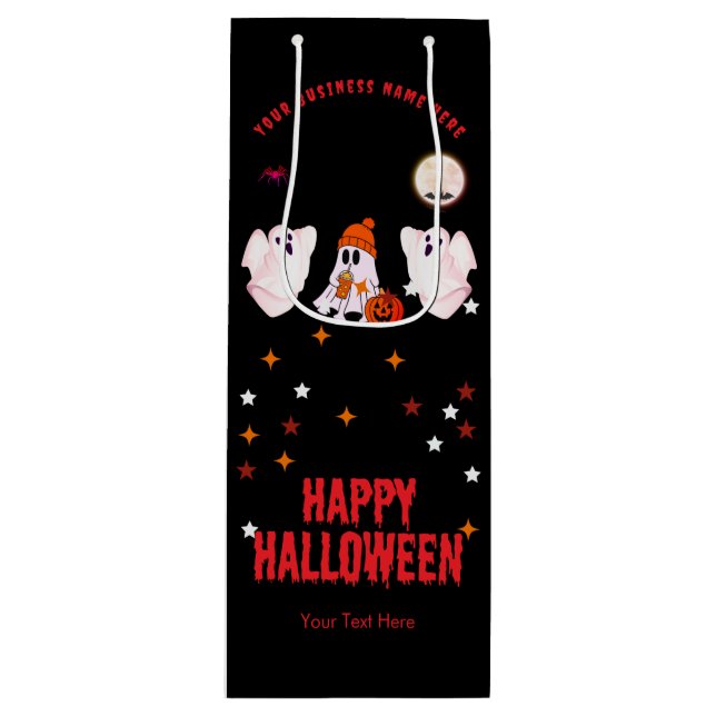 Happy Halloween Gift Bag | Ghost & Pumpkin Design (Front)