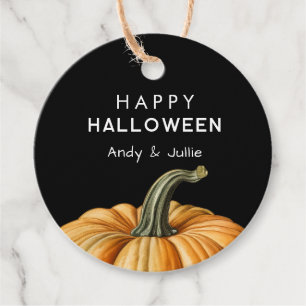 Happy Halloween gift tag with pumpkin