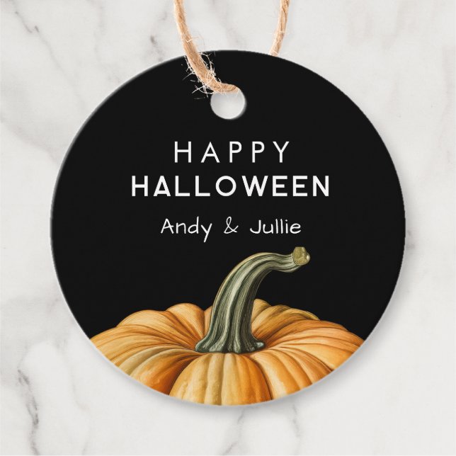 Happy Halloween gift tag with pumpkin (Front)