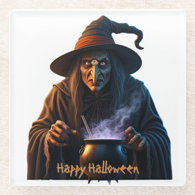 Happy Halloween  Glass Coaster (Front)
