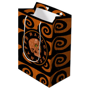 Happy Halloween Glitter Skull Medium Gift Bag