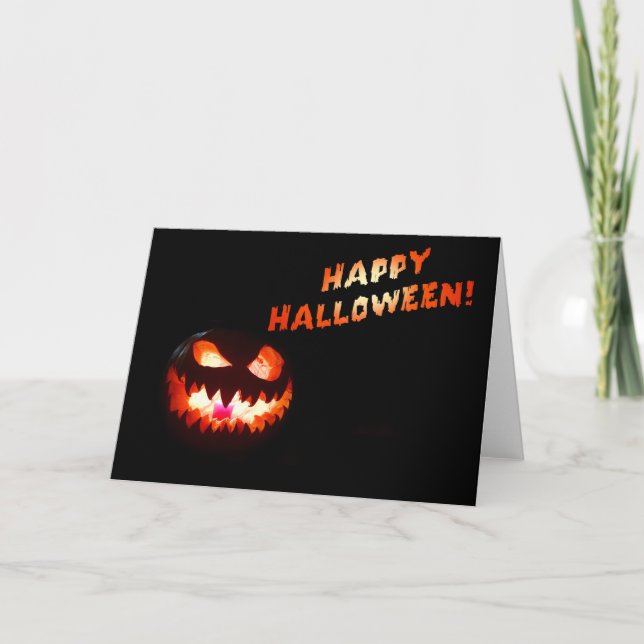 HAPPY HALLOWEEN - Glowing Jack-O-Lantern Card (Front)