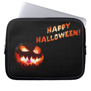 HAPPY HALLOWEEN - Glowing Jack-O-Lantern Laptop Sleeve