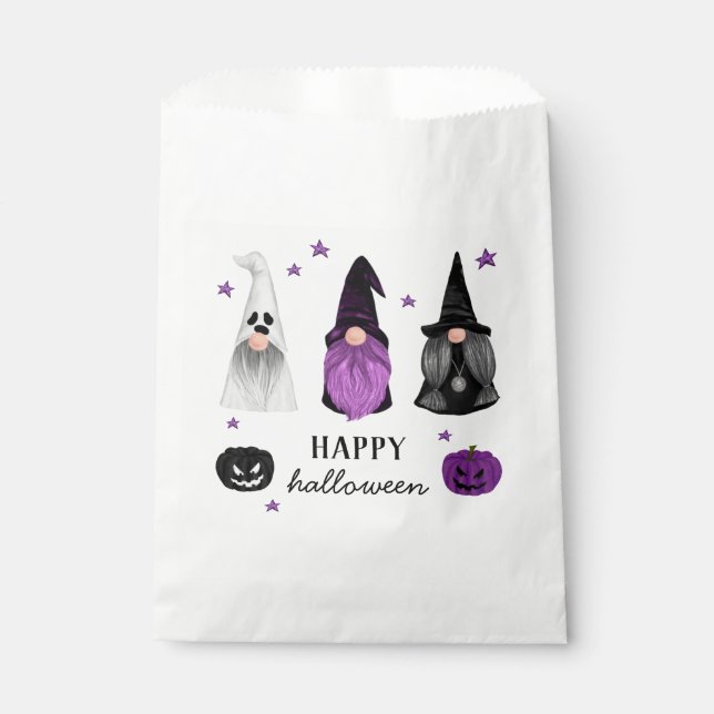 Happy Halloween. Gnomes and pumpkins kids treats Favour Bag (Front)
