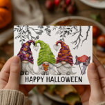 Happy Halloween Gnomes Postcard<br><div class="desc">This design was created through digital art. It may be personalized by clicking the customize button and changing the colour, adding a name, initials or your favourite words. Contact me at colorflowcreations@gmail.com if you with to have this design on another product. See more of my creations or follow me at...</div>