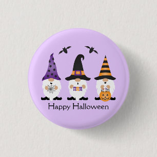 Happy Halloween Gnomes Purple Orange 1 Inch Round Button