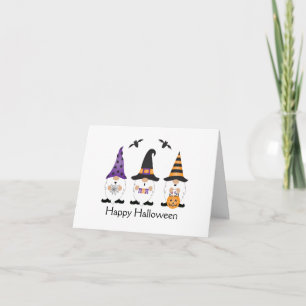 Happy Halloween Gnomes Purple Orange Card