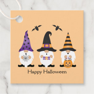 Happy Halloween Gnomes Purple Orange Favour Tags