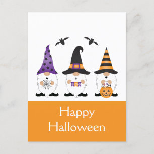 Happy Halloween Gnomes Purple Orange Postcard