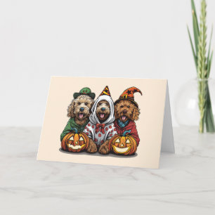 Happy Halloween Goldendoodle Dogs Card