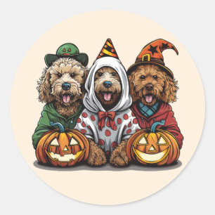 Happy Halloween Goldendoodle Dogs Classic Round Sticker