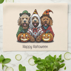 Happy Halloween Goldendoodle Dogs Kitchen Towel