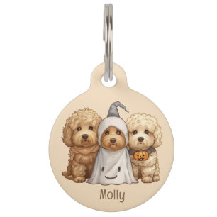 Happy Halloween Goldendoodle Dogs Pet Tag