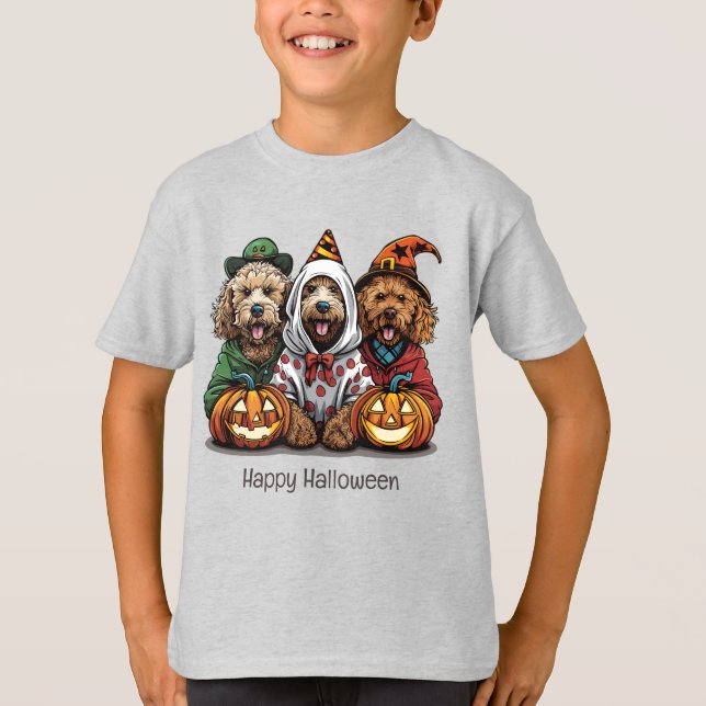 Happy Halloween Goldendoodle Dogs T-Shirt (Front)