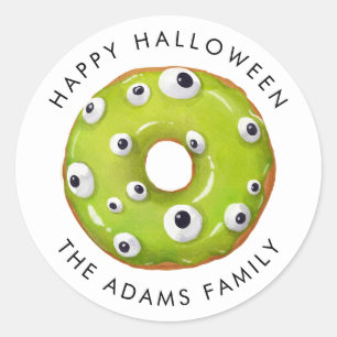 Happy Halloween Gooey Green Doughnut Classic Round Sticker