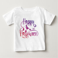 Happy Halloween gradient flying witch cat 