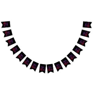 Happy Halloween gradient flying witch cat  Bunting Flags