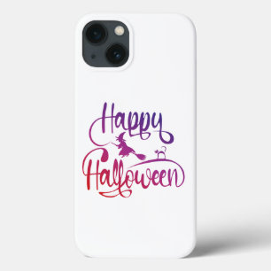 Happy Halloween gradient flying witch cat  iPhone 13 Case