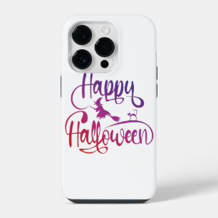 Happy Halloween gradient flying witch cat iPhone 14 Pro Case