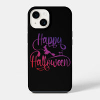 Happy Halloween gradient flying witch cat