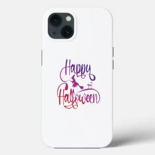 Happy Halloween gradient flying witch cat  iPhone 13 Case