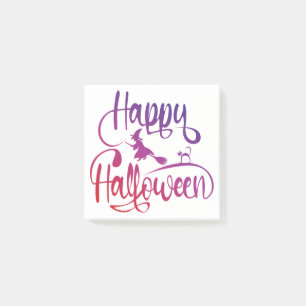 Happy Halloween gradient flying witch cat Post-it Notes