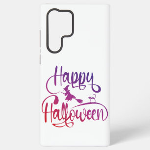 Happy Halloween gradient flying witch cat Samsung Galaxy Case