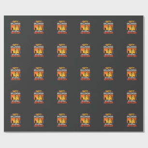 Happy Halloween Grandson Skeleton Pumpkin Wrapping Paper