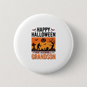 Happy Halloween Grandson Vintage Spooky Shirt Desi 2 Inch Round Button