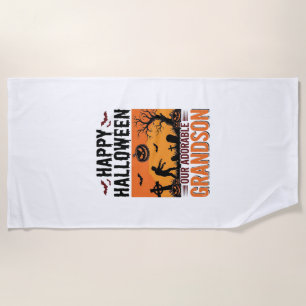 Happy Halloween Grandson Vintage Spooky Shirt Desi Beach Towel
