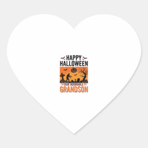 Happy Halloween Grandson Vintage Spooky Shirt Desi Heart Sticker