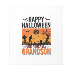 Happy Halloween Grandson Vintage Spooky Shirt Desi Notepad