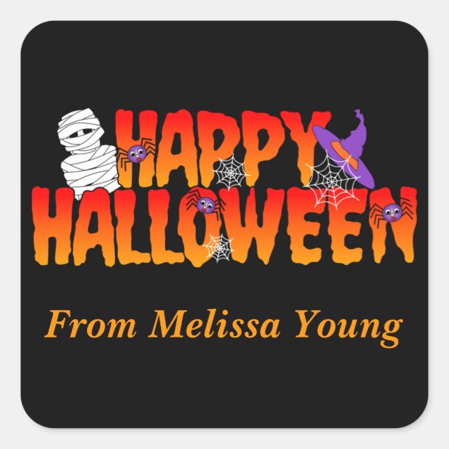 Happy Halloween Graphic Square Sticker (Front)