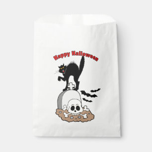 Happy Halloween Gravestone Black Cat and Skull Favour Bag