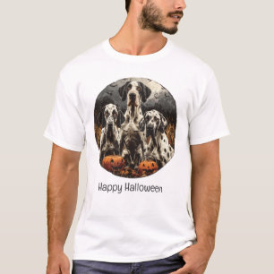 Happy Halloween Great Dane Dogs Jack O Lantern T-Shirt