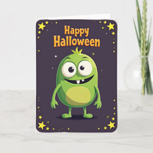 Happy Halloween Green Monster Card
