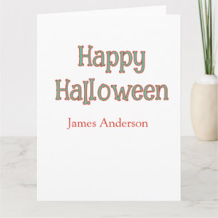 Happy halloween green orange pastel trendy modern card