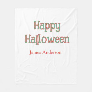 Happy halloween green orange pastel trendy modern fleece blanket