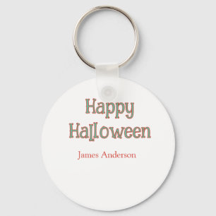 Happy halloween green orange pastel trendy modern keychain