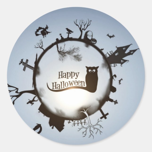 Happy Halloween greeting Classic Round Sticker (Front)