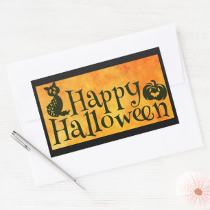 Happy Halloween Greeting Orange and Black Sticker