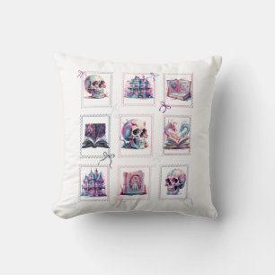 Happy Halloween Grid design spooky images Throw Pillow